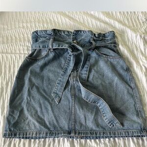 H&M Blue Mini Pencil Skirt with Tie Front